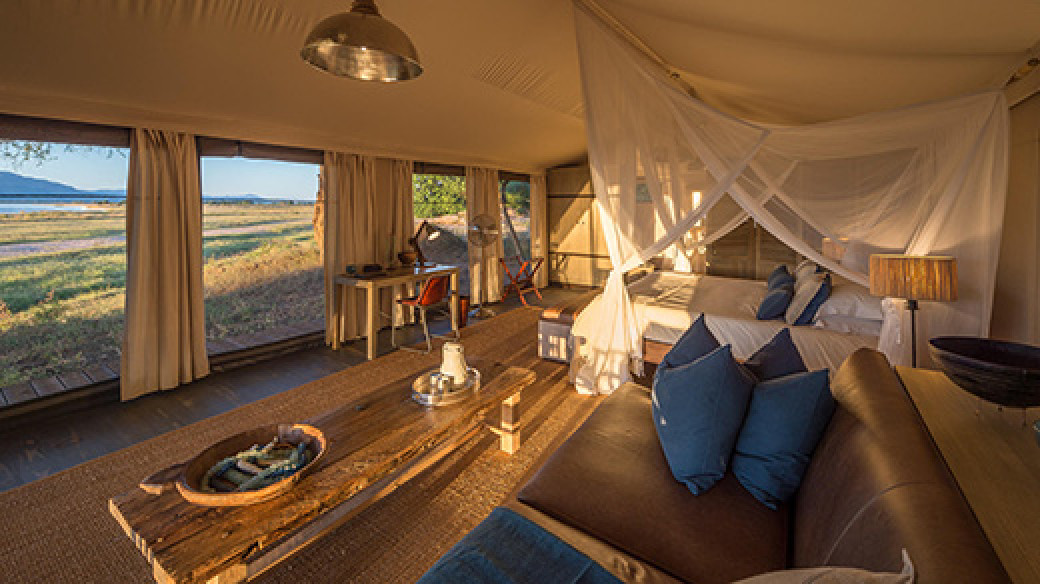 Bedroom at Wilderness Ruckomechi Camp Zimbabwe