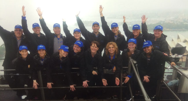 Here we are at the top of the Harbour Bridge in Sydney