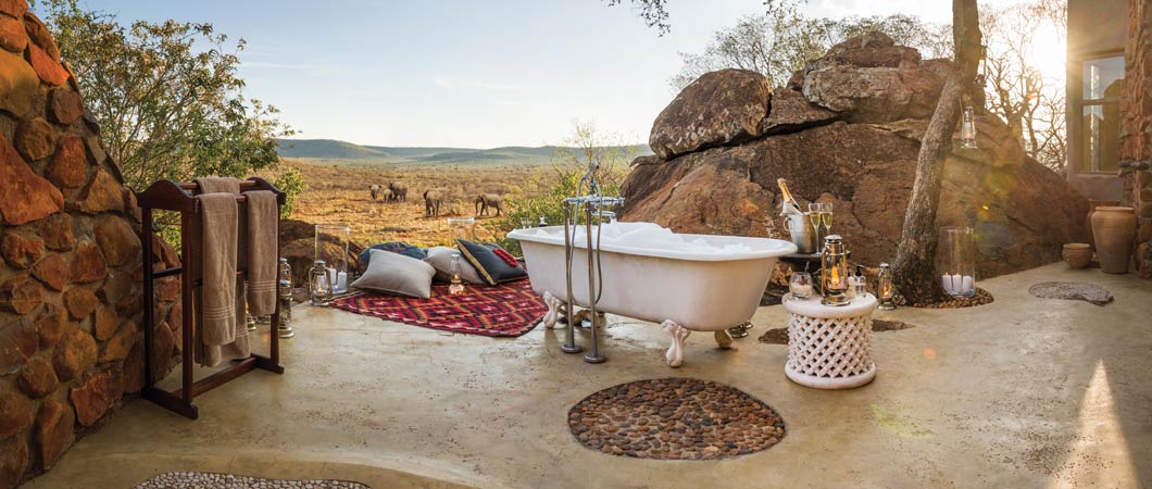 Try out a Honeymoon Bath at Madikwe Hills Private Game Lodge