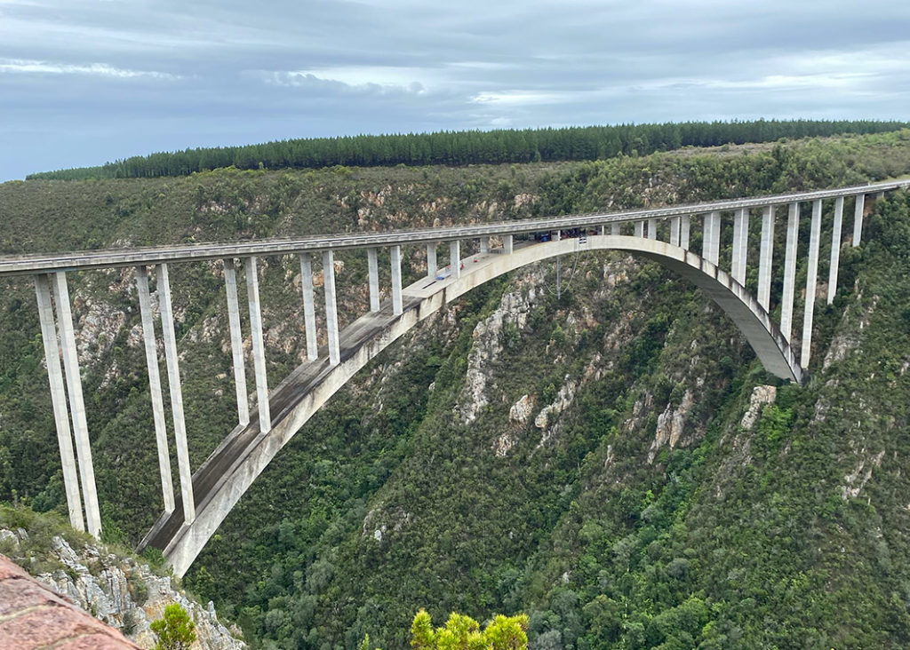 Bungee jumping for the first time off the Bloukrans River Bridge – the third-highest commercial bungee jump in the world. The jump was terrifying, exhilarating and, after the initial adrenaline rush, surprisingly relaxing whilst swinging over the valley listening to the sounds of the river flowing beneath me.