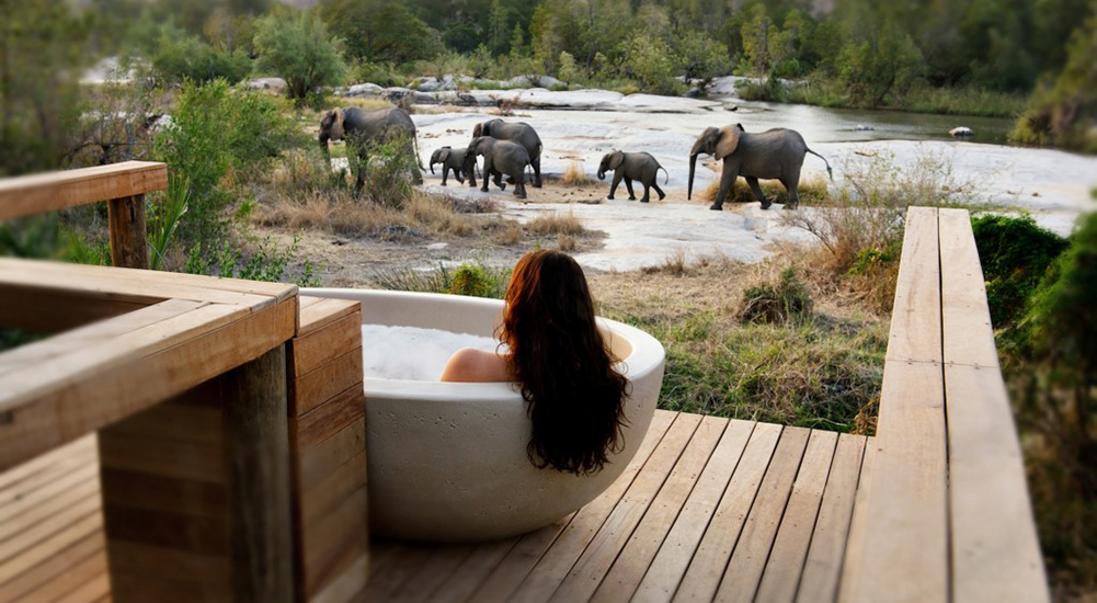 Africa is one of the most romantic places in the world. Where else can you relax in a secluded bathtub on the balcony of your room and watch the birds (and bees) and maybe even catch a glimpse of an elephant replenishing itself from your personal swimming pool.  Just hope the elephant doesn’t try and drink from the bath you’re sitting in.  It’s common that honeymoon couples are placed in the room furthest away from reception as these rooms are secluded and out of the view (and earshot) of other people. If standing on your balcony in the nude is what you want to do, then why not? Although be warned, baboons do have very judgemental glares.