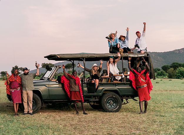 Group on safari in Kenya